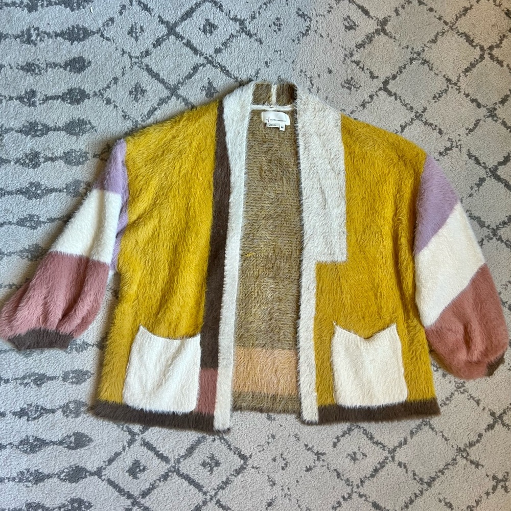 Colorful Fuzzy Anthropologie Cardigan